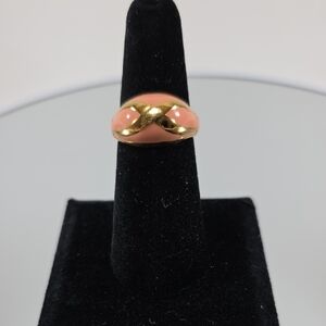Vintage Avon Pink Enamel And Gold Tone Ring